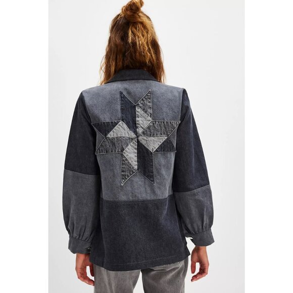 Free People Star Chore Jacket in Vintage Black NEW - Picture 2 of 7